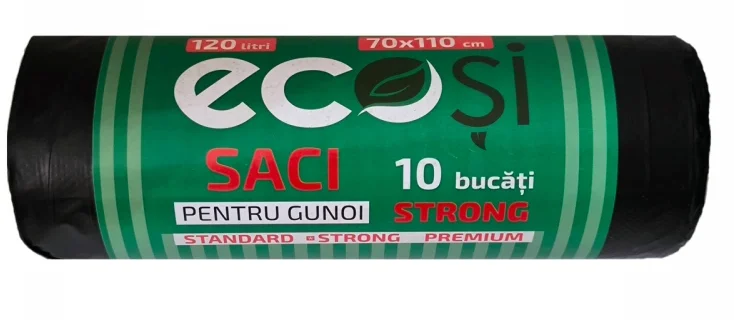 Waste bags 70x110 cm, 120L, 10 pcs., ECOȘI Strong